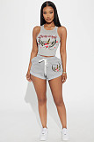 2025 Sleeveless Printed Vest Shorts Women Outfits RS-XH803