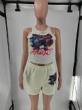 2025 Sleeveless Printed Vest Shorts Women Outfits RS-XH803