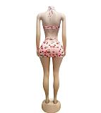 Sexy women print push-up crop bra and package hips mini skirts FC-1379