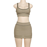 Sexy Women Crop Vest Mini Skirt 2PCS Sets SXE-K24S64305