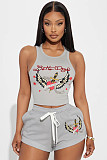 2025 Sleeveless Printed Vest Shorts Women Outfits RS-XH803
