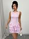 Pink women backless round collar sleeveless slim tiered short dress ZYY-25060