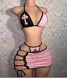 Sexy Push-up Bikinis And Hollow-out Lace-up Mini Skirts 3 Pieces Suits FC-1362
