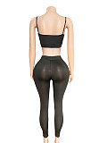 Sexy Straps Plus-up Crop Top And Tight Pants Women 2 Pieces Suits FC-1353