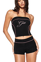 GIA Strapless Off Shoulder Crop Top And Hot Shorts Women Sporty Suits FC-1360