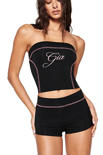 GIA Strapless Off Shoulder Crop Top And Hot Shorts Women Sporty Suits FC-1360