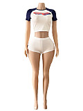 Casual Women Short Sleeves Crop Tops And Hot Shorts 2 Pieces Suits FC-1316