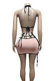 Sexy Push-up Bikinis And Hollow-out Lace-up Mini Skirts 3 Pieces Suits FC-1362