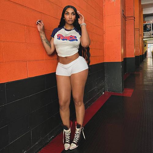 Casual Women Short Sleeves Crop Tops And Hot Shorts 2 Pieces Suits FC-1316