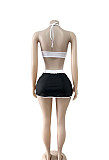 Women White Push-up Bras And Black Slit Short Skirts Sexy 2 Pieces Sets FC-1361