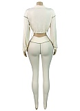 Sexy Elastic Waist Long-Sleeved Top With Tight Pants Two-Piece Set CH-25033
