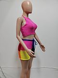 2025 Halter-neck Knitting Top Wrap-hip Tight Shorts Set XT-9181