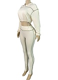 Sexy Elastic Waist Long-Sleeved Top With Tight Pants Two-Piece Set CH-25033