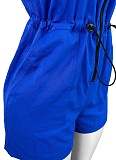 Women'S Zippered Sleeveless Drawstring Pocket Hooded Jumpsuit CH-25027
