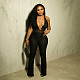 Black Lace Sexy Halter Deep-V Backless Women Tight Jumpsuit SHD-9779