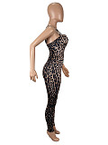 Super Sexy Straps Leopard Print Women Sleeveless Tight Long Jumpsuit SHD-9774