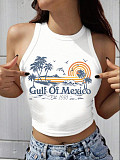 Mexico Wine Glass Beach Print Sleeveless Vest Hot Girl Summer WD-YH001