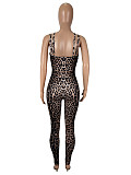 Super Sexy Straps Leopard Print Women Sleeveless Tight Long Jumpsuit SHD-9774