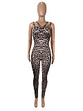 Super Sexy Straps Leopard Print Women Sleeveless Tight Long Jumpsuit SHD-9774