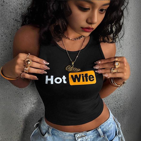 Letter-printed Sleeveless Vest Hot Girl Crop Top WD-ZB115853A
