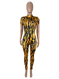 Sexy Backless Print Women Short Sleeves Tight Jumpsuit SHD-9758