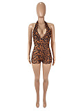 Super Sexy Backless Halter Leopard Print Women Romper SHD-9743
