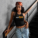 Letter-printed Sleeveless Vest Hot Girl Crop Top WD-ZB115853A