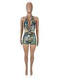 Super Sexy Backless Hollow-out Low-cut Women Print Tight Romper SHD-9527