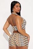 Stylish Print Halter Sleeveless Women Tight Rompers XS-K25L1007