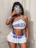 Sexy Backless Halter Crop Vest And Mini Skirt Women 2 Pieces Sets XS-K25L869