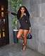 Black Long Sleeves Leopard Print V-neck Package Hips Mini Dress XS-K25L918