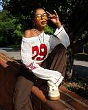 Women's Fashionable Long-sleeved V-neck Knitted Sweater Top XS-K25L965