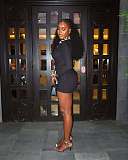Black Long Sleeves Leopard Print V-neck Package Hips Mini Dress XS-K25L918
