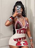 Fashion Sexy Printed Halter V-Neck Backless Dress XS-K25L646