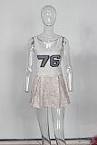 Tight Hot Girl Short Tank Top Pleated Skirt Set RS-XSL44560
