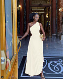 2025 One-shoulder Cut-out Pleated Maxi Dress RC-3007