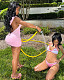 Pink Sexy Backless Sleeveless Deep-V Hoodies Mini Dresses XS-K25L856