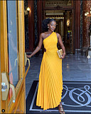 2025 One-shoulder Cut-out Pleated Maxi Dress RC-3007