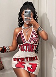 Fashion Sexy Printed Halter V-Neck Backless Dress XS-K25L646