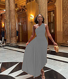 2025 One-shoulder Cut-out Pleated Maxi Dress RC-3007