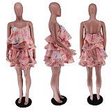Sea Fish Printed Layered Halter Dress RC-3168