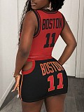 Sporty 2 Pieces Suits Women Letter Print Vest And Tight Mini Skirt XS-K25L692