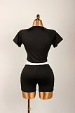 New Fashion Digital Printing Slim Fit Short-Sleeved T-Shirt Shorts Two-Piece Set XS-K25L636