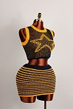 New Knitted Fashion Slim Vest Sexy Hip Skirt Two-Piece Set XS-K25L637
