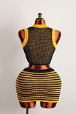 New Knitted Fashion Slim Vest Sexy Hip Skirt Two-Piece Set XS-K25L637