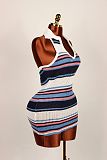 Summer Temperament Lapel Yarn-Dyed Sleeveless Backless Hip-Wrapped Dress XS-K25L841