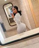 Sexy Hollow-out Stripes Print One-shoulder Tight Jumpsuit XS-K25L837