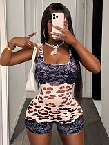 Trendy Leopard Printed Women Patchwork Straps Tight Romper XS-K25L859 Trendy Leopard Printed Women Patchwork Straps Tight Romper XS-K25L859