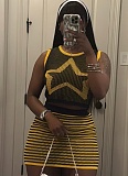 New Knitted Fashion Slim Vest Sexy Hip Skirt Two-Piece Set XS-K25L637