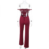 Hot Sexy Backless Strapless Women Solid Color Slim Long Jumpsuit SUM-24638